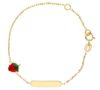 Immagine di Bracciale Fragola oro giallo 18k smalto | Tag personalizzato | 12+2 cm