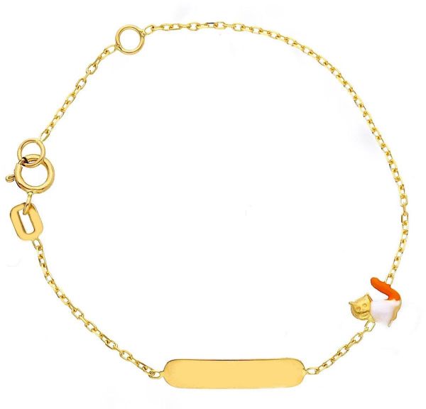 Immagine di Bracciale Gattino oro giallo 18k e smalto | 14 cm 
