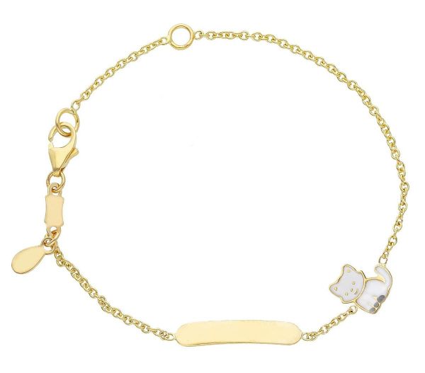 Picture of Enamel Cat Bracelet | 18k gold | Customized Tag | 14 cm