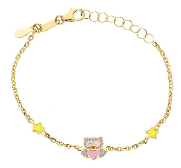 Picture of Enamel Owl Bracelet | 18k yellow gold | 12+2 cm