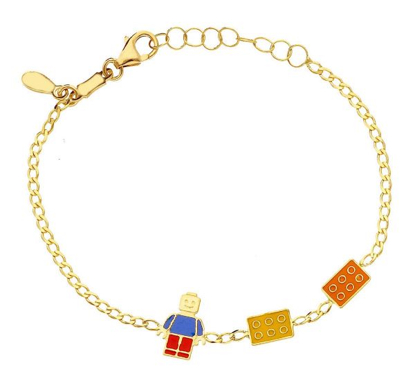 Immagine di Bracciale Lego oro giallo 18k e smalto | 12+2 cm 