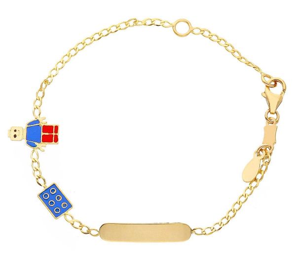 Picture of Enamel Lego Bracelet | 18k gold | Custom Tag | 12+2 cm