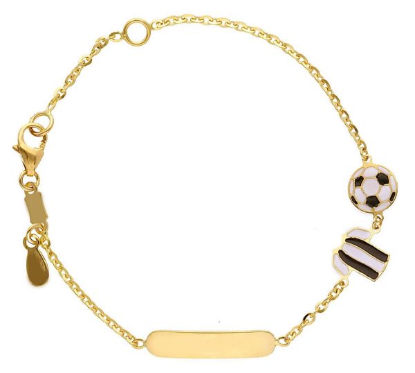 Imagen de Pulsera Camiseta Fútbol Juventus blanca/negra oro 18k | Tag | 14 cm