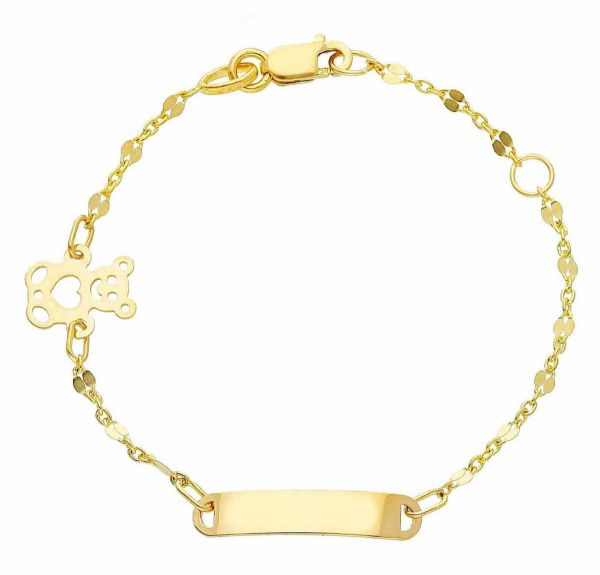 Picture of 18k yellow gold Teddy Bear Bracelet | Customized Tag | 14 cm