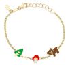 Immagine di Bracciale Orso Fungo Albero oro giallo 18k smalto | 12+2 cm 