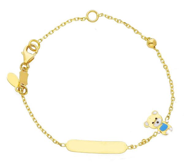 Imagen de Pulsera Oso oro 18k y esmalte | Tag personalizable | 13 cm