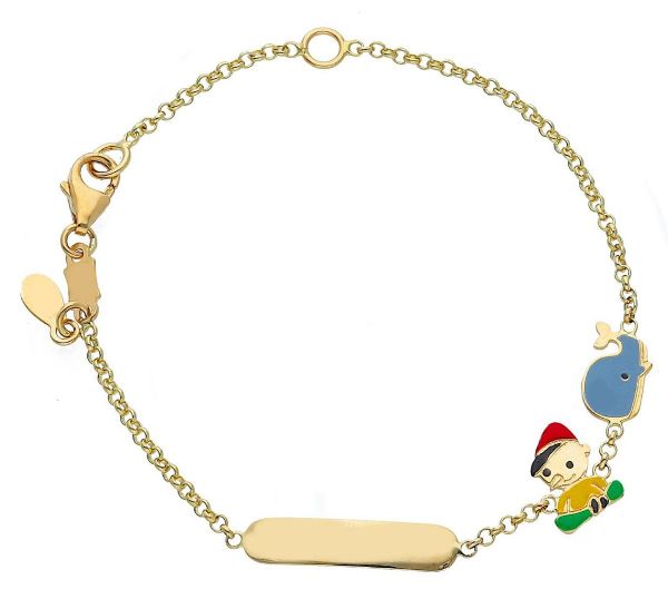 Imagen de Pulsera Pinocho oro amarillo 18k y esmalte | 14 cm