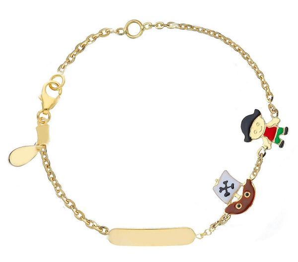 Imagen de Pulsera Pirata y Barco oro 18k y | Tag personalizable | 12+2 cm