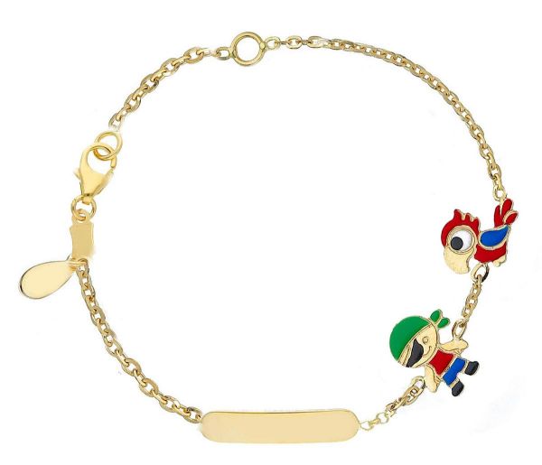 Imagen de Pulsera Pirata y Loro oro 18k y esmalte | Tag personalizable | 12+2 cm