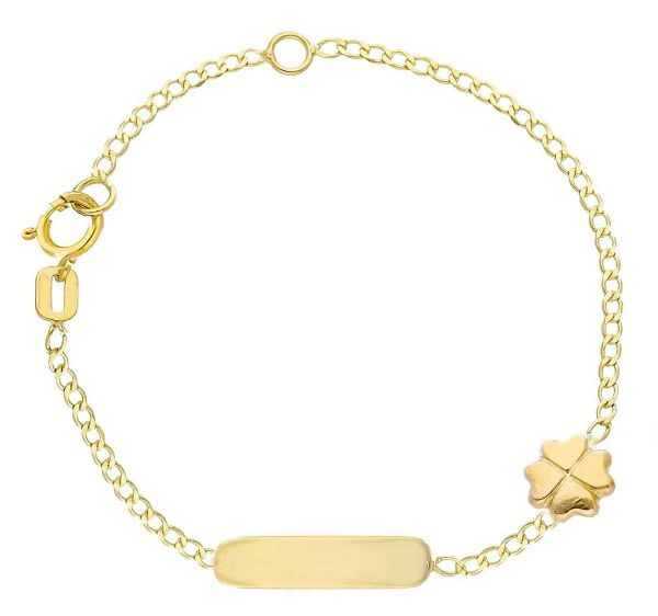 Immagine di Bracciale Quadrifoglio oro giallo 18k | Tag personalizzato | 12+2 cm