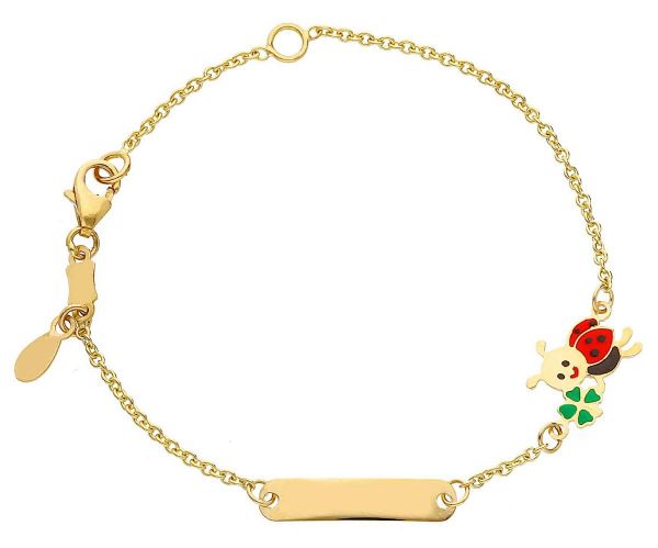 Imagen de Pulsera Trébol de 4 hojas oro 18k | Tag personalizado | 14 cm