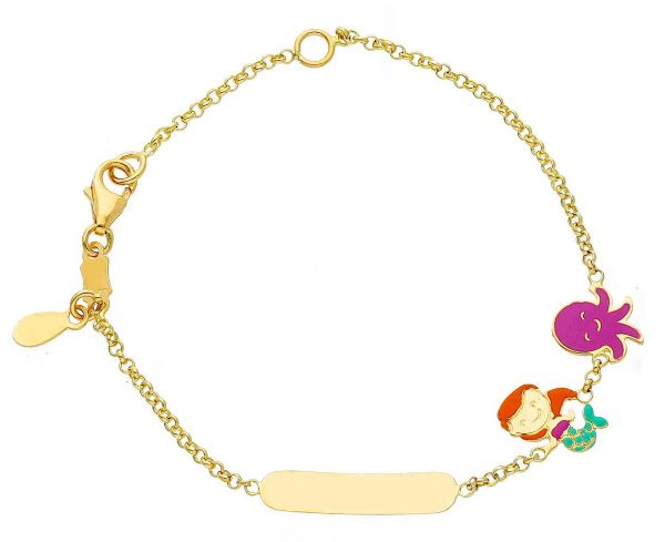 Immagine di Bracciale Sirenetta oro giallo 18k e smalto | 14 cm 