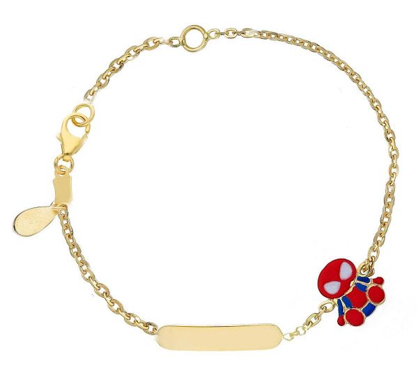 Imagen de Pulsera Baby Spiderman oro 18k esmalte | Tag personalizado | 12+2 cm