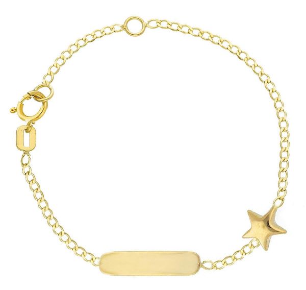 Imagen de Pulsera Estrella oro amarillo 18k | Placa personalizable | 12+2 cm
