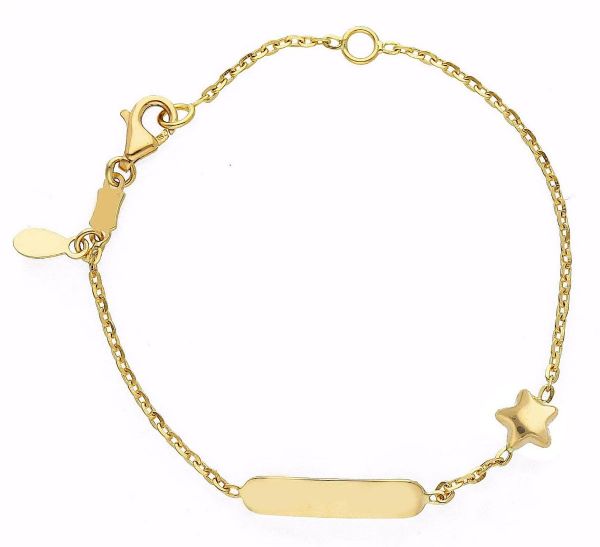 Picture of 18k yellow gold Star Bracelet | Customized Tag | 14 cm