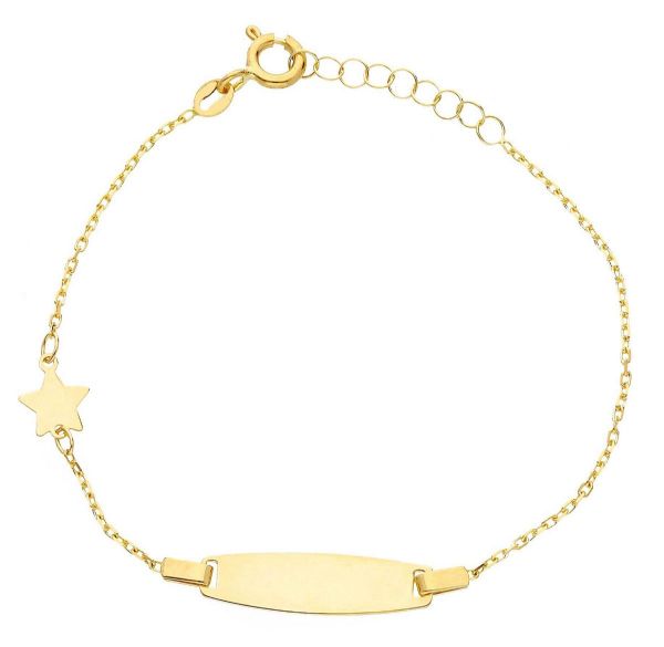 Immagine di Bracciale Stella oro giallo 18k | Tag personalizzato | 14+2 cm 
