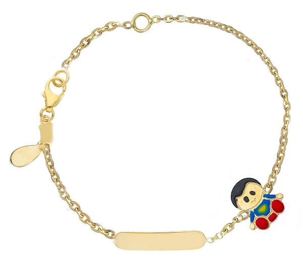 Imagen de Pulsera Baby Superman oro 18k esmalte | Tag personalizado | 12+2 cm