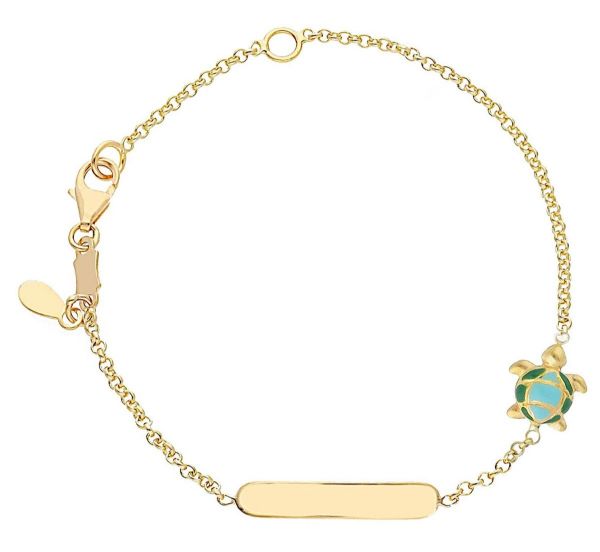 Imagen de Pulsera Tortuga oro 18k esmalte | Tag personalizado | 16 cm
