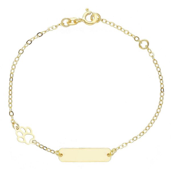 Imagen de Pulsera Pata oro amarillo 9k | Placa personalizable | 14+2 cm