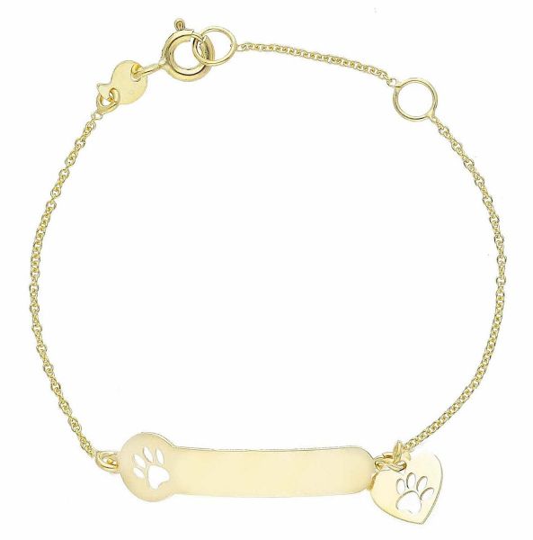 Imagen de Pulsera Patita charm oro 9k | Placa personalizable | 12+2 cm