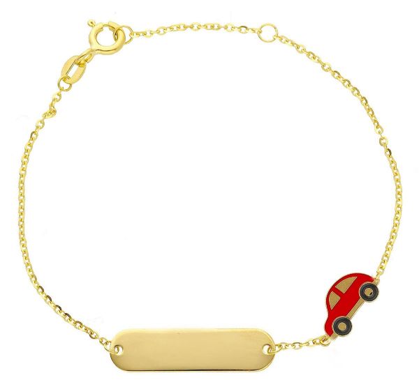 Imagen de Pulsera niño Coche rossa oro 9k | Tag personalizable | 14+3 cm