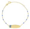 Immagine di Bracciale bimbo Orsetto oro giallo 9k e smalto blu | Tag personalizzato | 14+3 cm 