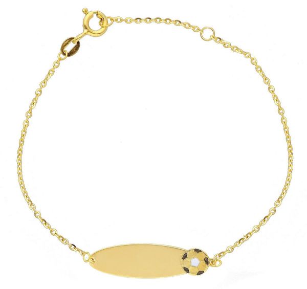 Picture of Enamel Soccer Ball Bracelet for boys | 9k gold | Custom Tag | 14+3 cm