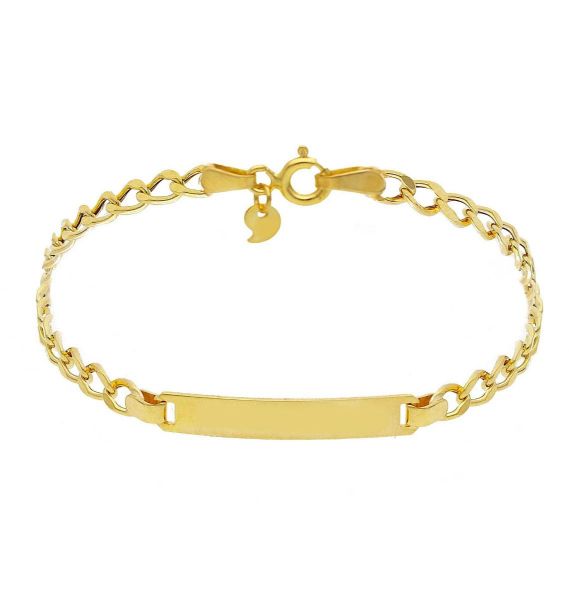 Imagen de Pulsera malla Barbada oro 9k | Tag personalizado | 15 cm