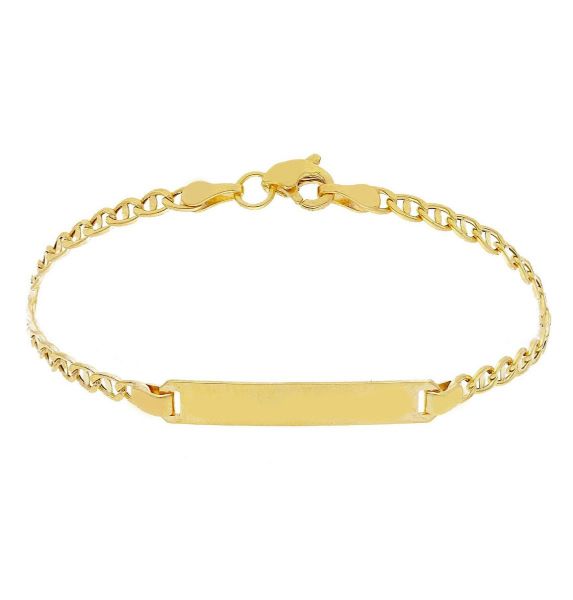 Picture of 9k gold Mariner link Bracelet | Custom Tag | 15 cm
