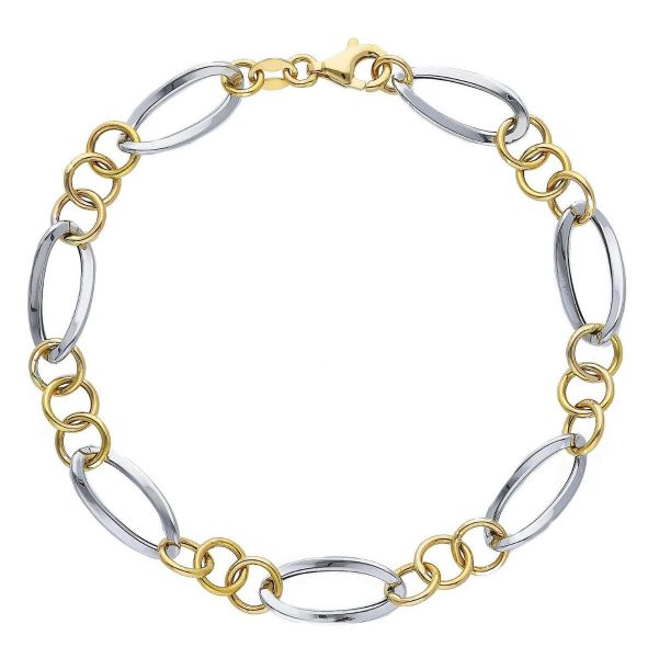 Immagine di Bracciale Belcher oro giallo / bianco 18k | 19 cm 