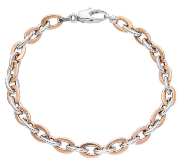 Picture of 18k rose / white gold fancy link women's Bracelet | 19 cm