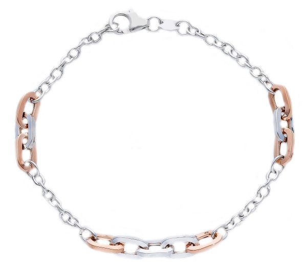 Immagine di Bracciale da donna fantasia oro rosa / bianco 18k | 19 cm 