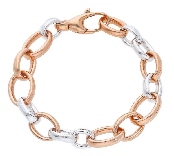 Immagine di Bracciale da donna fantasia oro rosa / bianco 18k | 19 cm 