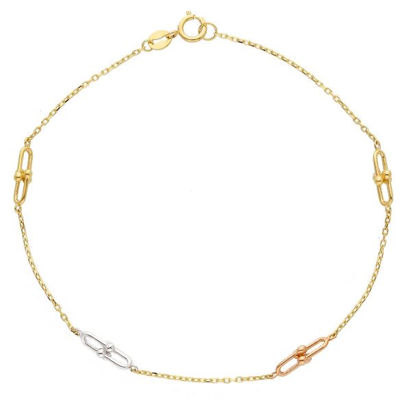 Immagine di Bracciale da donna fantasia oro tricolor 18k | 16+2 cm 