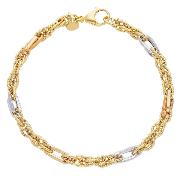 Picture of 18k tricolor gold fancy link women's Bracelet | 18,5 cm