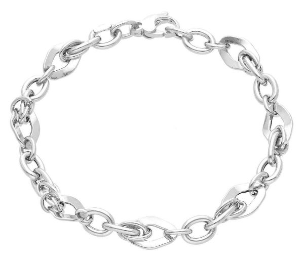 Immagine di Bracciale da donna maglia fantasia oro bianco 18k | 19 cm 