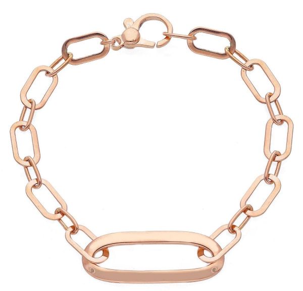 Immagine di Bracciale da donna maglia fantasia oro rosa 18k | 18 cm 