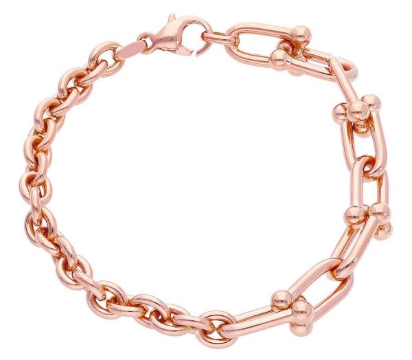 Immagine di Bracciale da donna maglia fantasia oro rosa 18k | 19 cm 