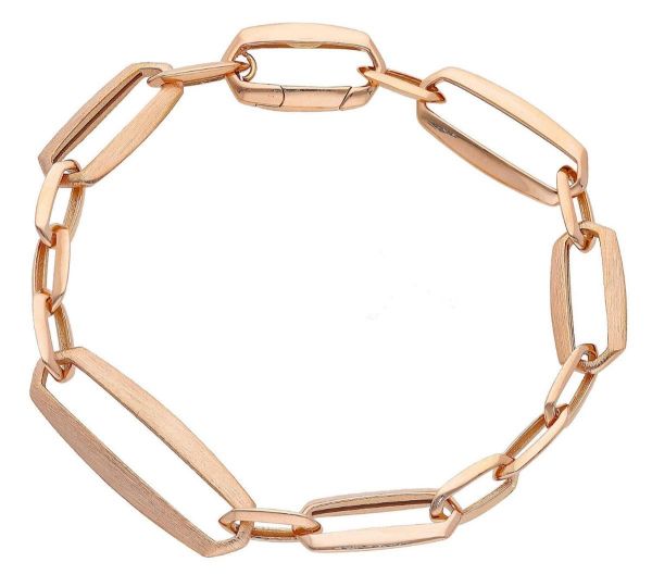 Immagine di Bracciale da donna maglia fantasia oro rosa 18k | 19 cm 