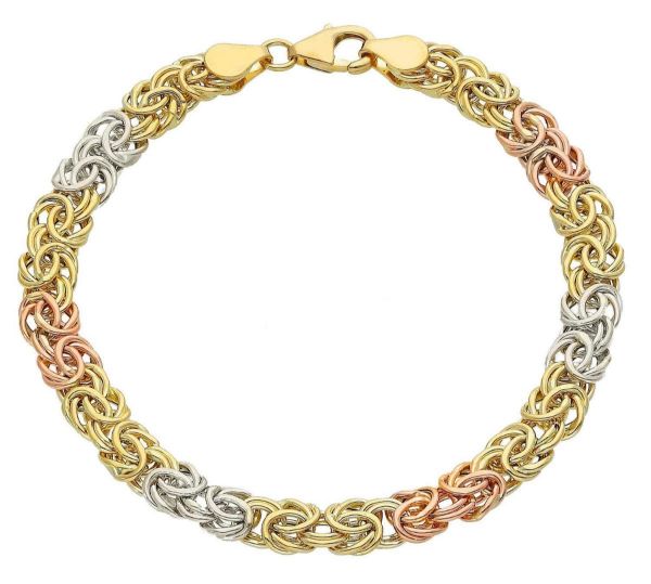 Immagine di Bracciale da donna maglia fantasia oro tricolor 18k | 19 cm 