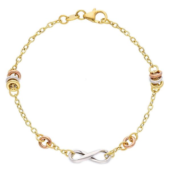 Immagine di Bracciale da donna maglia fantasia oro tricolor 18k | 19 cm 