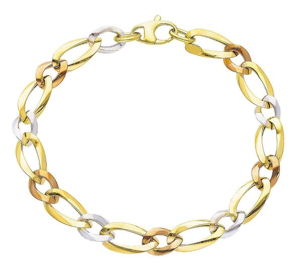 Immagine di Bracciale da donna maglia fantasia oro tricolor 18k | 19 cm 