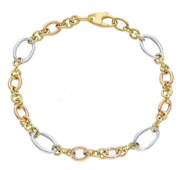 Immagine di Bracciale da donna maglia fantasia oro tricolor 18k | 19,5 cm 