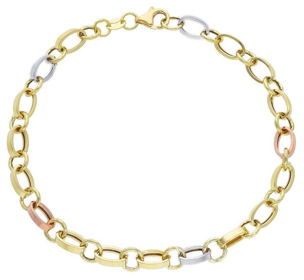 Immagine di Bracciale da donna maglia fantasia oro tricolor 18k | 20 cm