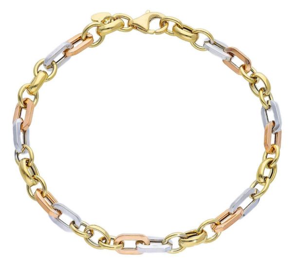 Immagine di Bracciale da donna maglia fantasia oro tricolor 18k | 20 cm 