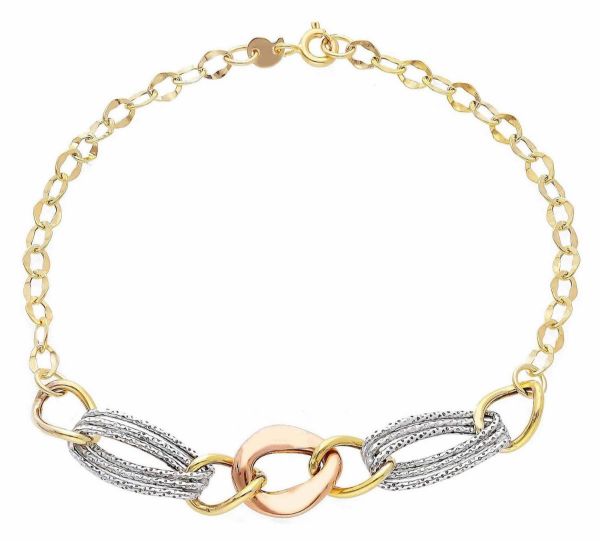 Immagine di Bracciale da donna maglia fantasia oro tricolor 9k | 20 cm