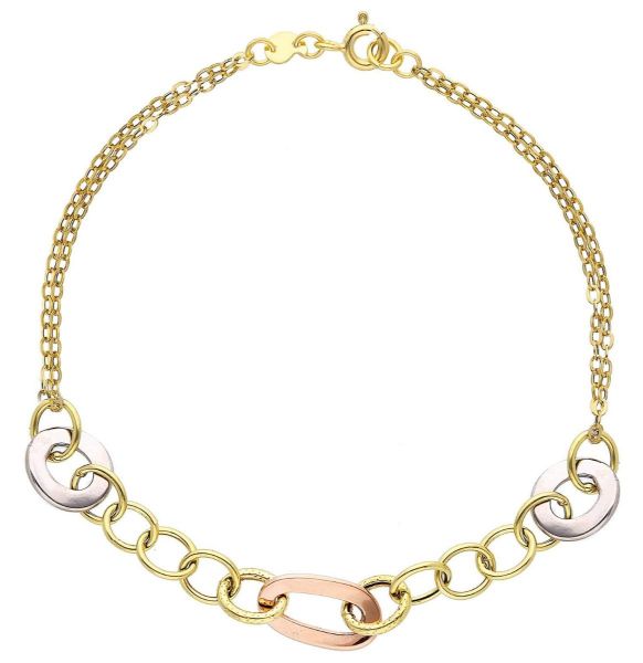 Immagine di Bracciale da donna maglia fantasia oro tricolor 9k | 20 cm