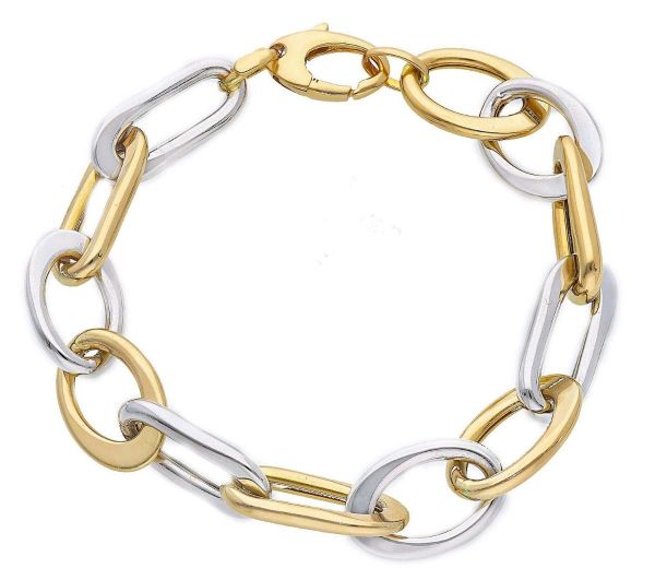 Immagine di Bracciale da donna oro giallo / bianco 18k | 19 cm 