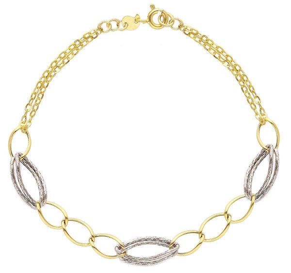 Immagine di Bracciale da donna oro giallo / bianco 9k | 18 cm 