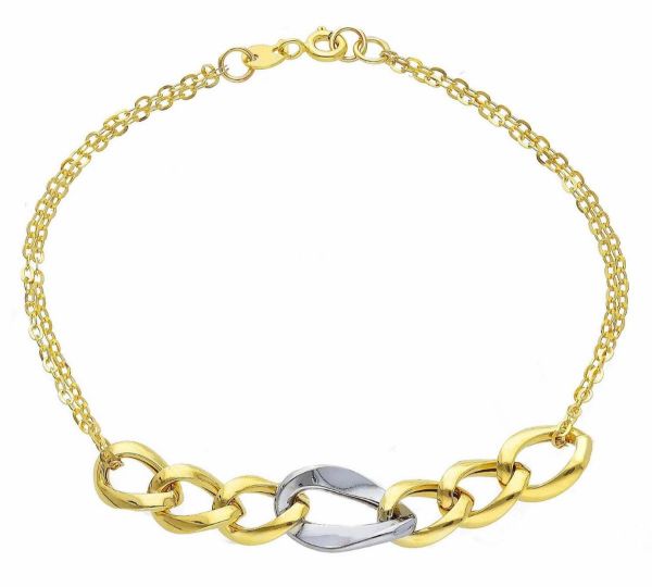 Immagine di Bracciale da donna oro giallo / bianco 9k | 20 cm